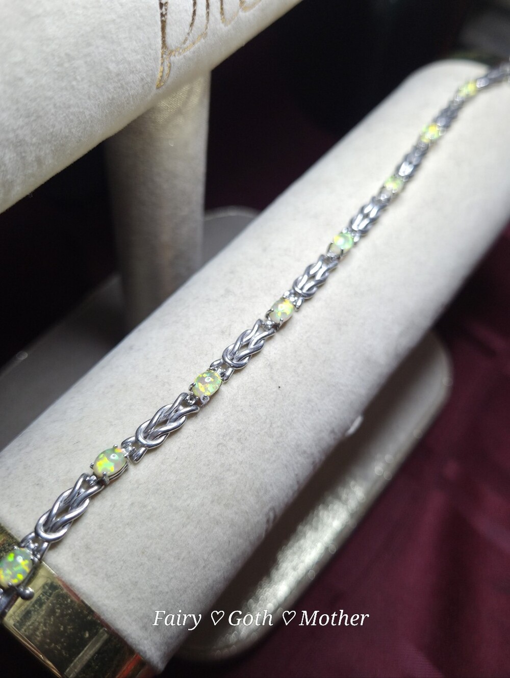 Vintage Magic! Helzberg Diamonds Fancy Designer Opal & Sterling Bracelet - Picture 6 of 17